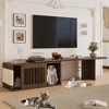 KWPZQEB Modern Extendable Walnut TV Stand, Wood Cat Cabinet w/ Litter Box Enclosure & Cat Scratcher, Decorative Side End Table for Living Room - 3 of 4