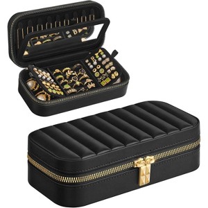 Travel Jewelry Case, Travel Jewelry Box Organizer with Mirror, Stitching, Portable - 1 of 4