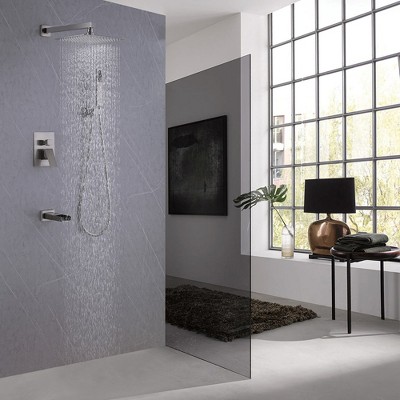 Brushed Nickel High Pressure Waterfall Spout Shower Kit