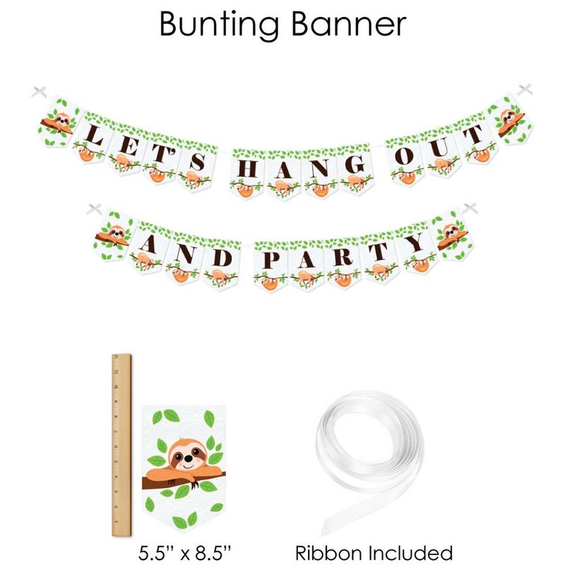 Big Dot of Happiness Let's Hang - Sloth - Baby Shower or Birthday Party Supplies - Banner Decoration Kit - Fundle Bundle, 3 of 9