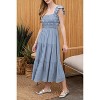 August Sky Women's Eyelet Ruched Tiered Midi Dress - 3 of 4