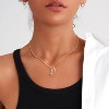 Double Letter Initial Necklace: 14K Gold Plated with Cubic Zirconia, Dainty & Personalized, Elegant Birthday Gift for Women - 3 of 4