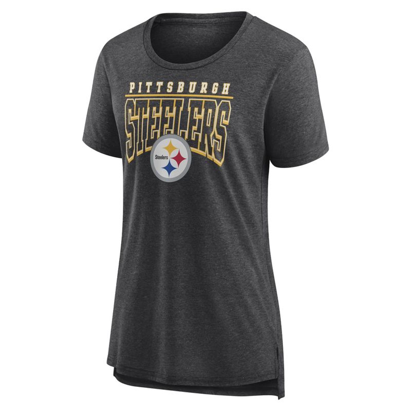 NFL Pittsburgh Steelers Women&#39;s Champ Caliber Heather Short Sleeve Scoop Neck Triblend T-Shirt, 2 of 4