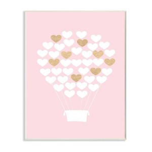10"x0.5"x15" White Gold Pink Heart Hot Air Balloon Kids' Wall Plaque Art - Stupell Industries: Modern MDF Wall Art - 1 of 4