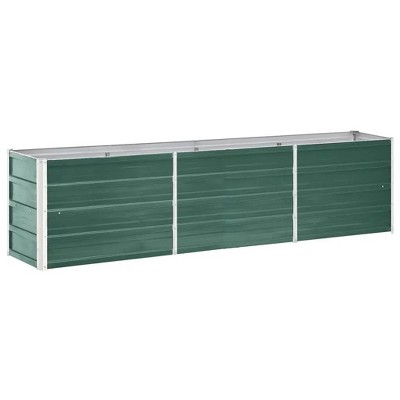 vidaXL Garden Raised Bed in Green - Galvanized Steel Rectangular Planter Box Ideal for Outdoor Planting - 94.5