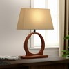 HomeRoots 21" Distressed Brown Solid Wood Geometric Table Lamp With Beige Drum Shade - 2 of 4