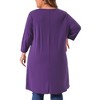Agnes Orinda Women's Plus Size 3/4 Sleeve Buttons Crew Neck High Low Tunic Tee Shirts - 4 of 4