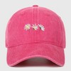 Anna-Kaci Women's Vintage - Washed Baseball Cap with Daisy Embroidery - 2 of 4