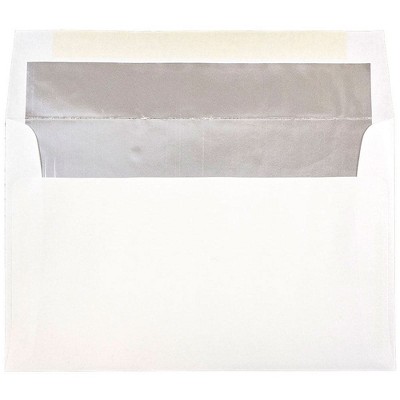 JAM Paper A10 Foil Lined Invitation Envelopes 6 x 9.5 White with Silver Foil 900905601I