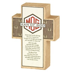 Dicksons I Know That I Can Do All Things Distressed Finish Block Style Tan 4 x 2.75 MDF Tabletop Cross Shaped Plaque - 1 of 2