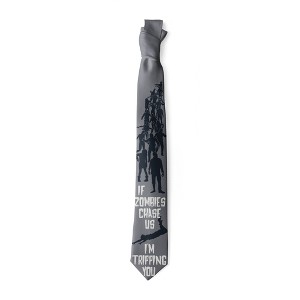 Crazy Dog T-Shirts If Zombies Chase Us I'm Tripping You Necktie Funny Neckties for Men Halloween Tie Mens Novelty Neckties - 1 of 4