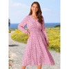 Seta T Women's Fall Casual Long Sleeve V Neck Midi Floral Boho Flowy Dress - 4 of 4