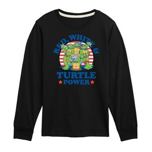 Boys' - Teenage Mutant Ninja Turtles - Red White Turtle Power Long Sleeve Graphic T-Shirt - 1 of 4