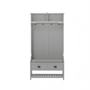 Lirago 3-in-1 Hallway Hall Tree with 2 Drawers & 4 Coat Racks-Wooden Shoe Bench with Cushion for Entryway Gray 16.5"D * 34.5"L  * 68"H - 1 of 4