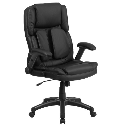 Extreme Comfort High Back Leather Executive Swivel Ergonomic Office Chair With Flip Up Arms Black Riverstone Furniture Target