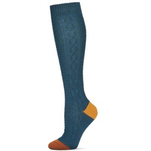 Memoi Women's Brick Twist Crosshatch Knit Knee High Sock Legion Blue One Size - 1 of 4