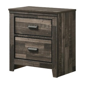 Vynxaria Contemporary 2-Drawer Nightstand - Brown Mixed Finish, Black Metal Pulls, 2 Storage Drawers, Bedroom End Table, Strong & Durable - 1 of 4