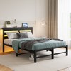 MAYEERTY Full Size Metal & Wooden Headboard Bed Frame ¨C RGB Lights, Outlets & Charger, Storage Shelf, Noise-Free, No Box Spring Needed - 3 of 4