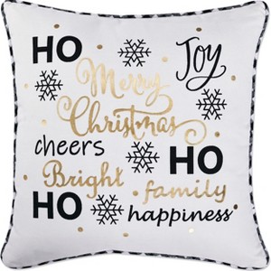 Metallic Sentiments Square Throw Pillow Gold - Pillow Perfect: Indoor/Outdoor, Weather & Fade-Resistant, Modern Typography Design - 1 of 4