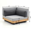 Modular Fabric Outdoor Lounge Suite Sectional Sofa Ensemble w/ TeakTone Wood Accents & Matte Metal Frame Side Table - 4 of 4
