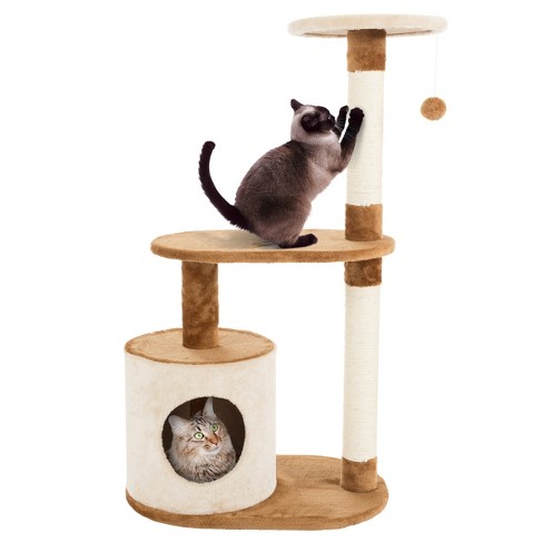 Pet Adobe 3 Tier Cat Tower with Scratch Posts Tan