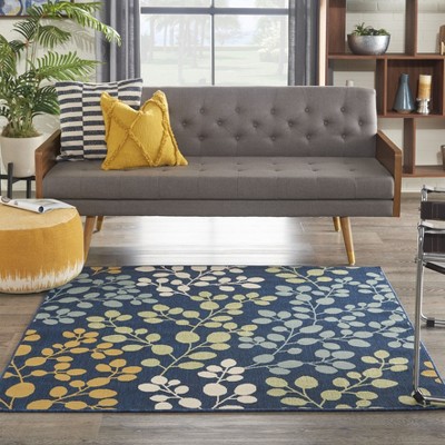 Caribbean Bliss Square Hand-Knotted Rug in Lush Blue, 63"