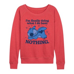 Women's - Disney - Nothing Lightweight French Terry Wide Neck Long Sleeve Graphic Shirt - 1 of 3