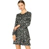 Allegra K Women's Leopard Print Crew Neck Smock Waist Long Sleeve Ruffle Mini Dress - 2 of 4