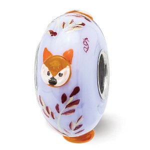 Black Bow Jewelry Fenton Sterling Silver Hand Painted Copper Fox 3D Glass Bead Charm - 1 of 4
