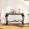 NicBex Narrow Console Table with Glass Tabletop and Metal,Entryway Table with Storage Space,Modern Couch Table for Living Room,Black - 2 of 4