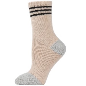 Memoi Women's Striped Cuff Heavy Sweater Knit Crew Socks - 1 of 4