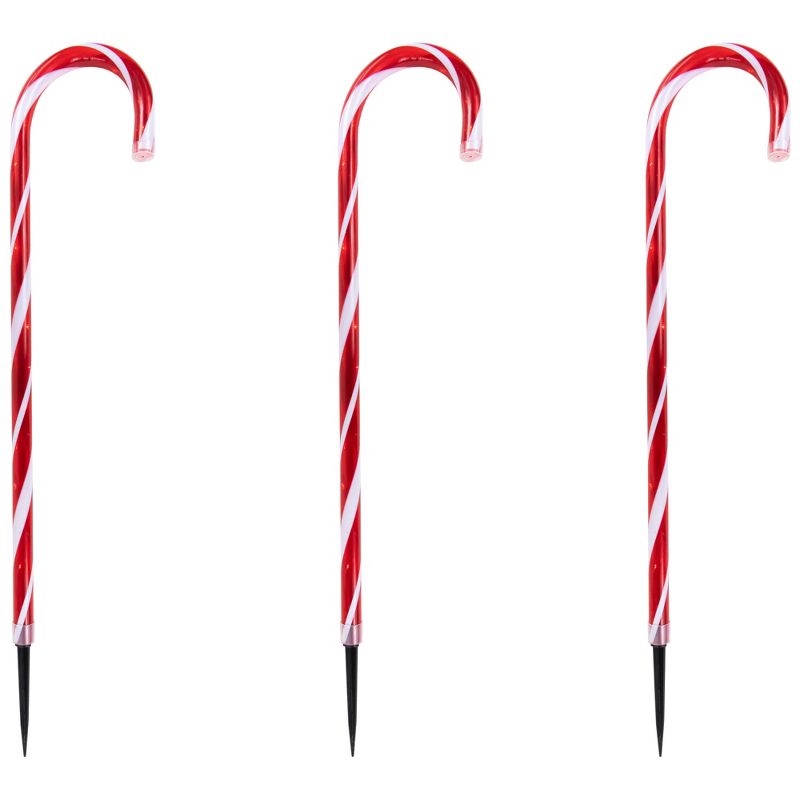 Northlight Set of 8 LED Red and White Candy Cane Pathway Markers 28", 1 of 6