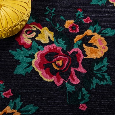 Jardin Black Floral Hand-Tufted Wool Area Rug