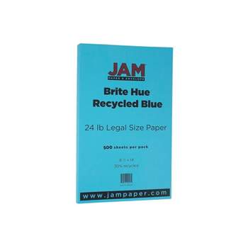 JAM Paper Smooth Colored Paper 24 lbs. 8.5" x 14" Blue Recycled 500 Sheets/Ream (0151052B)