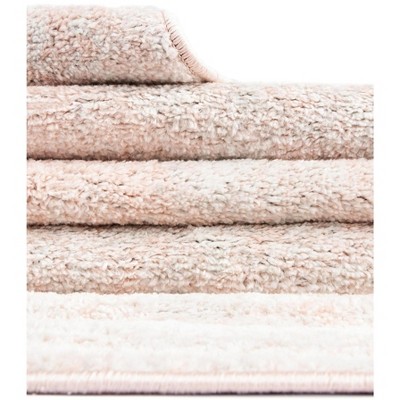 Carnation Pink Rectangular Stain-Resistant Synthetic Accent Rug