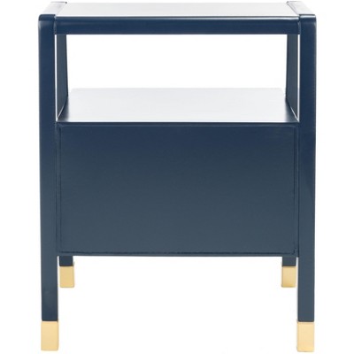 Navy and Gold Rectangular Wood Storage Accent Table with Drawers