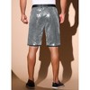 INSPIRE CHIC Men's Straight Leg Club Rave Party Metallic Sparkly Sequin Shorts - 3 of 4