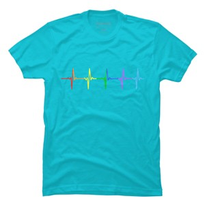 Adult Design By Humans Pride Rainbow Heartbeat By Thingsandthings T-Shirt - 1 of 2