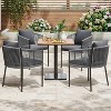 VisioGear Patio Accent Table Sets, 5 Pieces Outdoor Dining Set with Cushions, Patio Chair with Square Table for Lawn, Gray, 22.05"*24.41"*30.71" - 3 of 4