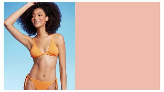 Women's Crepe Triangle Bikini Top - Shade & Shore™ Orange, 2 of 7, play video