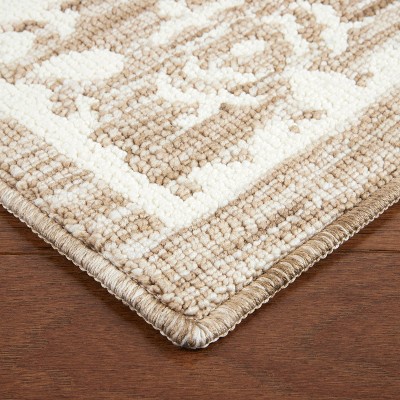 Beige Tufted Medallion Washable Rectangular Rug 24" x 40"