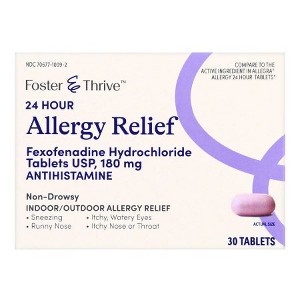 Foster & Thrive Allergy Relief Fexodine HCL 180mg Tablet, 30 Ct - 1 of 3