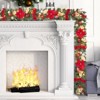 6FT Pre-Lit Christmas Garland with 20 LED Lights, Xmas Garland with Red, Gold & Silver Ball Ornaments, Flowers, Ribbons, for Indoor Outdoor - 4 of 4