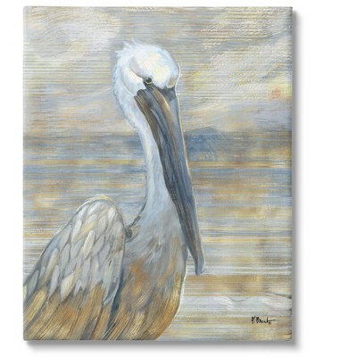 Stupell Industries Coastal Pelican Bird Abstract Portrait Canvas Wall Art