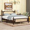 VASIP Queen Size Pine Wood Bed with Rattan Headboard & Footboard, Features Central Enhanced Support Platform for Bedroom,Espresso - 3 of 4