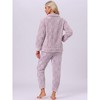 cheibear Women's Flannel Long Sleeve Soft Winter Warm Rabbit Pattern Pajama Sets with Pockets - 2 of 4