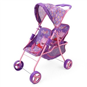 Peppa Pig: Doll Twin Stroller - Purple, Pink, Flowers - 1 of 4