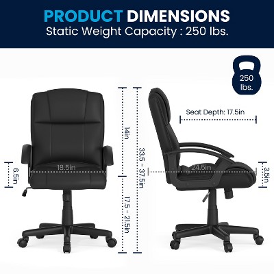Ergonomic High-Back Black Leather and Plastic Swivel Task Chair