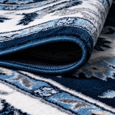 Elegant Navy/Ivory Synthetic Reversible Area Rug 3x5 Feet
