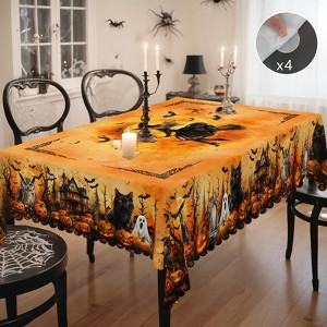 Halloween Tablecloth, Witch Castle Ghost Decorative Table Cloth, Holiday Fabric Table Cover for Party Picnic Dinner Decor - 1 of 4